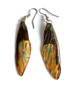 Handmade Real Butterfly Wing Earrings – Colorful Resin Dangle Jewelry – Nature B - Picture 1 of 2