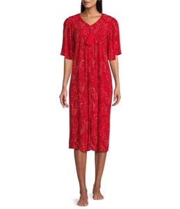Go Softly Patio House Dress Small Red Paisley Bandana Print Zip Pockets - Picture 1 of 19