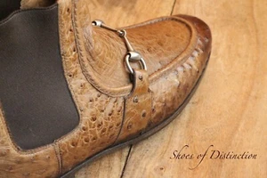 Gucci Brown Ostrich Leather Silver Bit Chelsea Boots Shoes Mens UK 9 US 10 RARE - Picture 1 of 12