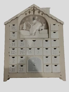 Beleuchteter Adventskalender Holz Waldszene Schublade Weihnachten - Bild 1 von 11