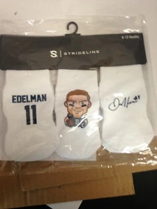 Strideline NFL New England Patriots Baby Socks White 3-Pack 0-12 Months Edelman - Picture 1 of 3