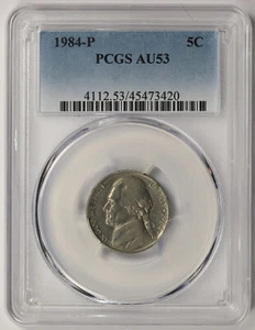 1984-P Jefferson Nickel 5C AU 53 PCGS - Picture 1 of 4