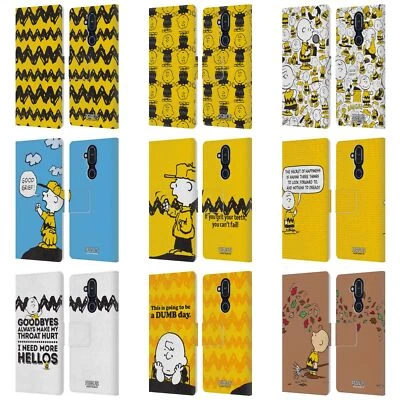OFFICIAL PEANUTS CHARLIE BROWN LEATHER BOOK WALLET CASE COVER FOR NOKIA PHONES - Image 1 of 4
