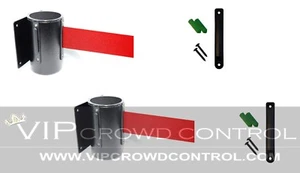 2 PCS WALL MOUNT STANCHIONS, 96" RED BELT, VIP CROWD CONTROL - Picture 1 of 3