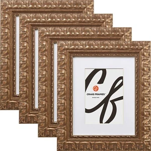 Bravado Ornate, 2" Antique Bronze Picture Frames With a White Mat, 4-Pack - Picture 1 of 10