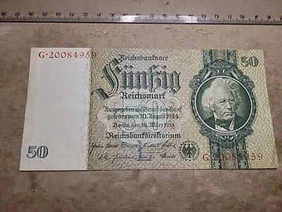 🇩🇪 Germany  50 Reichsmark 1933 P-182a P-182 (8 digit serial) Banknote 052924-2 - Image 1 of 2