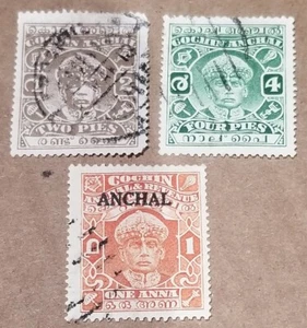 Scott India Cochin 54 55 56 Postage Stamp Set - Picture 1 of 1
