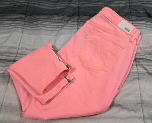 Levis Leggings Womens Denim Jeans Hot Pink Zipper Ankle White/Silver Tag 34x24 - Picture 1 of 7