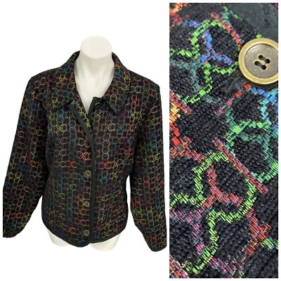 Blazer Christopher & Banks Mujer XL Geo Anillo Suave Tapiz Trabajo Oficina Informal Foto 1 de 4