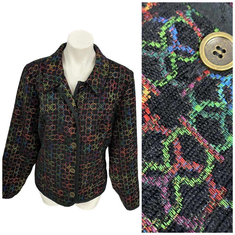 Blazer Christopher & Banks Mujer XL Geo Anillo Suave Tapiz Trabajo Oficina Informal Foto 1 de 4