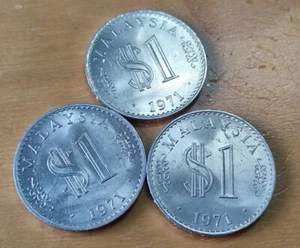 3pc VF Malaysia 1971 RM1 $1 Parliament Parlimen coin - Picture 1 of 5