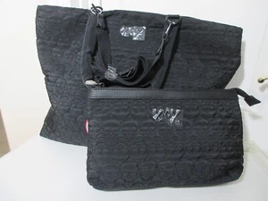 NEU MIT ETIKETT BETSY JOHNSON TOTENKÖPFE REISE LAPTOP BEUTELTASCHE/KOSMETIKTASCHE SET SCHWARZ - Bild 1 von 18