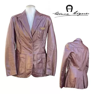 Chaqueta Blazer Vintage Años 70 ETIENNE AIGNER Mujer 10 Cuero Botón Logo A Medida - Imagen 1 de 23
