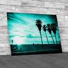 Venice Beach At Sunset Teal Canvas Print Large Picture Wall Art