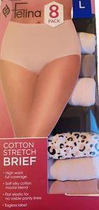 Felina Ladies' Cotton Stretch Brief 8 Pack Size:(L) - Picture 1 of 2