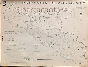 1938 COMUNI PROVINCIA AGRIGENTO CARTA TOPOGRAFICA Nari Ribera Sciacca Ravanusa - Imagen 1 de 1