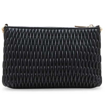 Muñequera acolchada Anne Klein detalle de cremallera dorada acanalada negra Foto 1 de 4