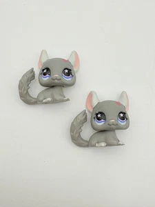 Littlest Pet Shop Lote Mini Figuras Chinchilla Gris Flor Ojos Púrpura Rosa Conjunto - Imagen 1 de 5