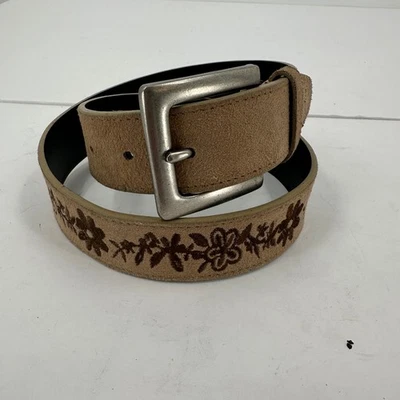 Cinturón Mujer Gamuza Floral Bordado Talla S Marrón Tostado Boho Retro Cottagecore Foto 1 de 4