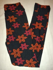 LuLaRoe Leggings Kids L/XL NWOT Black Red Orange Flowers NEW OS - Picture 1 of 3