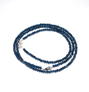 Zaffiro Giada Gemma Rondella Sfaccettato Argento Sterling 22 " Collana 9 " - Foto 1 di 10