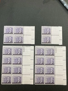 US STAMPS SCOTT #1105 JAMES MONROE MNH 2 PLATE BLOCKS OF 8 PLUS BLOCKS OF 4 & 2 - Picture 1 of 2