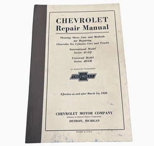 1930 Chevrolet Shop Repair Manual Cars Trucks International AC-LQ Uni AD-LR Vtg - Picture 1 of 10