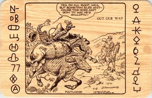 Cartolina d'epoca J.R. WILLIAMS "Out Our Way" fumetto FOOTLOOSE 1960 look legno - Foto 1 di 2