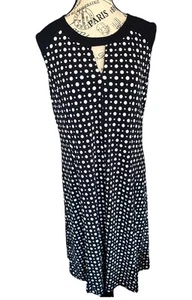 Damen Jones New York Polka Dot ärmelloses Kleid Gr. XL blau weiß Midi - Bild 1 von 6