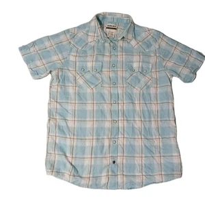 Ariat Western Hemd Halbertson Retro Fit Pearl Snap hellblau kariert Herren Large - Bild 1 von 8