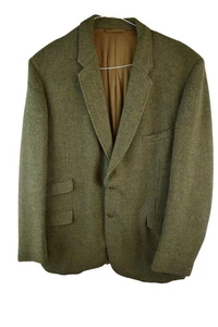 Burton m Mens Harris Tweed Green Sports Coat Blazer Size 40 Hunting Wool - Picture 1 of 8
