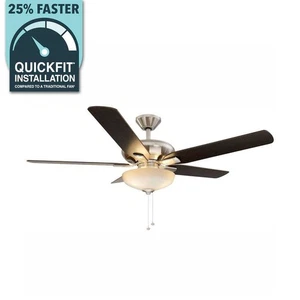 Hampton Bay Holly Springs 52" LED Indoor Brushed Nickel Ceiling Fan w/Light Kit - Picture 1 of 16
