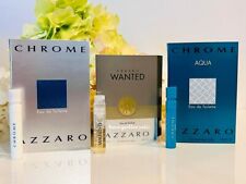 3 Azzaro Wanted EDP Azzro Chrome EDT Chrome Aqua Perfume Sampler 1.2 ml FRESH