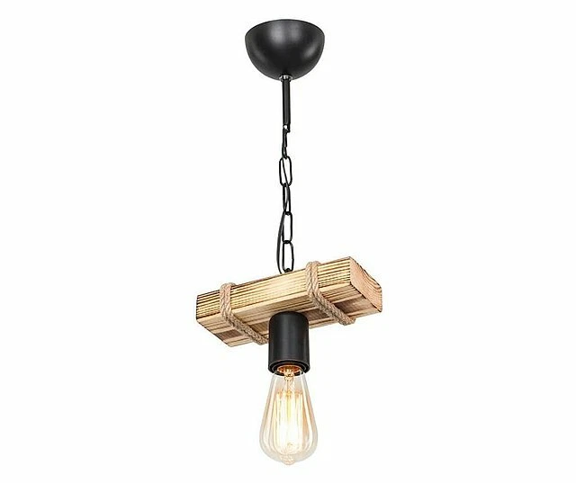 Wooden Ceiling Light Rope 1 Lamp  Rustic Chandelier Pendant New - Image 1 of 4