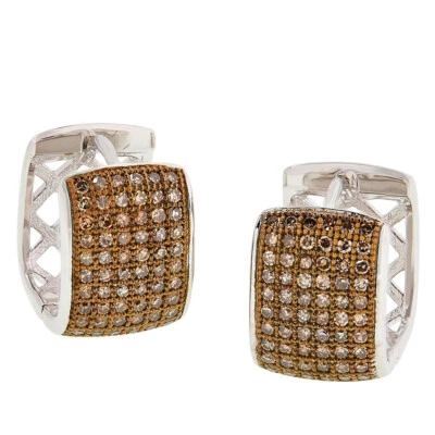 Pendientes de aro Colleen Lopez de ley de 0,75 quilates con diamantes de champán natural Foto 1 de 4