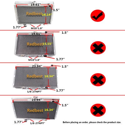 Se adapta a Ford Maverick 1963-1977 sedán base 3,3 L 4,1 L 3 filas radiador de aluminio Foto 1 de 4
