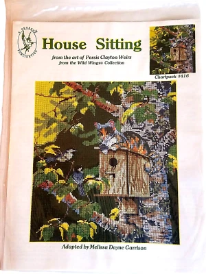 HOUSE SITTING Cat Counted Cross Stitch Pattern by Pegasus Publications #416 NEW - Image 1 of 3
