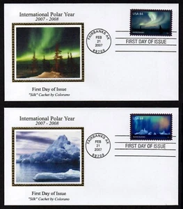 USA, SCOTT # 4123, SET OF 2 COLORANO FDC COVERS INTERNATIONAL POLAR 2007, AURORA - Picture 1 of 3