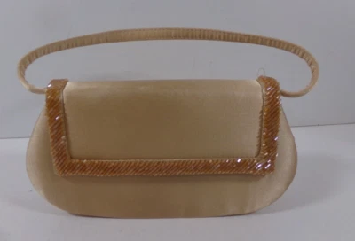 Cato Gold Box Bag with Handle Snap Closure Inside Pocket Bead Accent Gold Rope C - Image 1 of 4