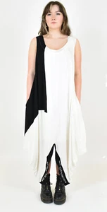CRAZY H4 white /black asymmetric tulip dress size M/L CLEARANCE - Picture 1 of 11