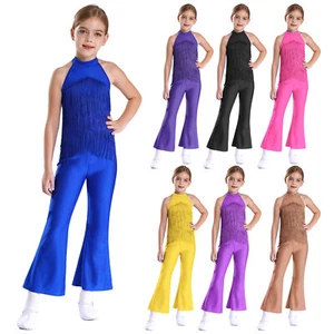 Kids Girls Bodysuit Modern Rompers Team Overalls Stage Jumpsuit Ballet Leotard - Picture 1 of 70