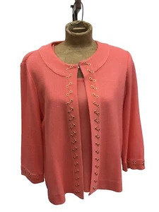 Ming Wang Coral Sweater And Tank Top Set Size PXL - Picture 1 of 6