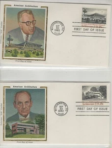 USA 1982 4 DIFFERENT FIRST DAY COVERS SILK AMERICAN ARCHITECTURE + CACHET - Picture 1 of 2