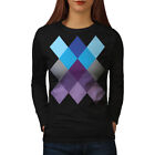 Wellcoda Geometry Ornaments Womens Long Sleeve T-shirt, Colorful Casual Design