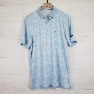 Vineyard Vines Men's Palmero Golf Polo Shirt Size Medium All Over Print Blue - Picture 1 of 14