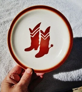 WESTERN COWBOY SPUR BOOTS Syracuse Restaurant Ware 28A Side Dinner 6.25" Plate - Picture 1 of 5