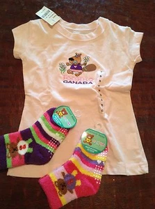 Neu mit Etikett Toronto Canada rosa Biber Shirt & 2 Socken!! - Bild 1 von 4