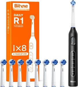 Bitvae R1 Rotating Electric Toothbrush with 8 Brush Heads for Adults and Kids - Picture 1 of 12