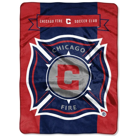 Chicago Fire Plush 60" by 80" Twin Size Raschel Blanket - MLS Cover