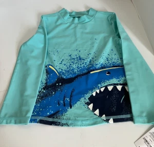 Camicia da bagno Carters ragazzo taglia 4t/4A squalo verde acqua UPF 50+ protezione solare - Foto 1 di 6